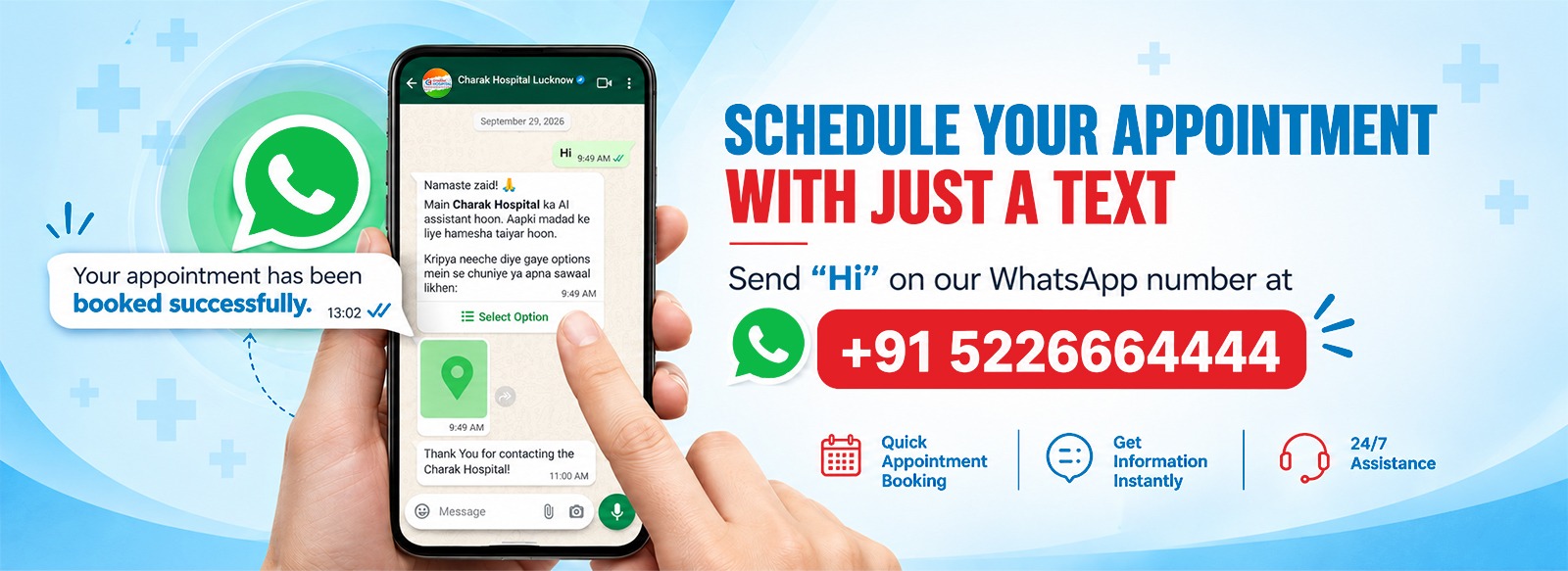 Book an appointment at Charak Hospital on WhatsApp
